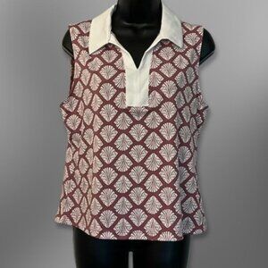 Sigrid Olsen Golf & Tennis Sleeveless Polo Collar Shirt Multicolor W Large NWT
